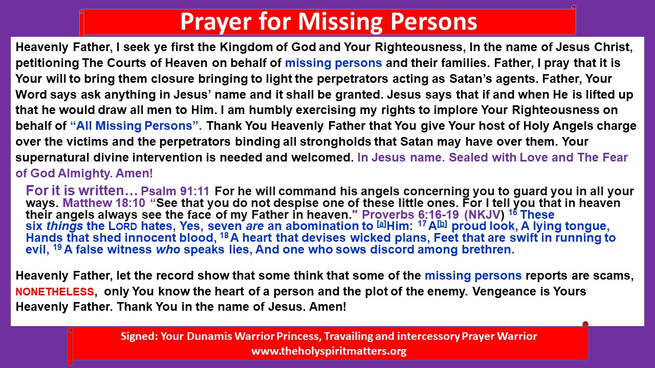 Prayer for Missing Persons