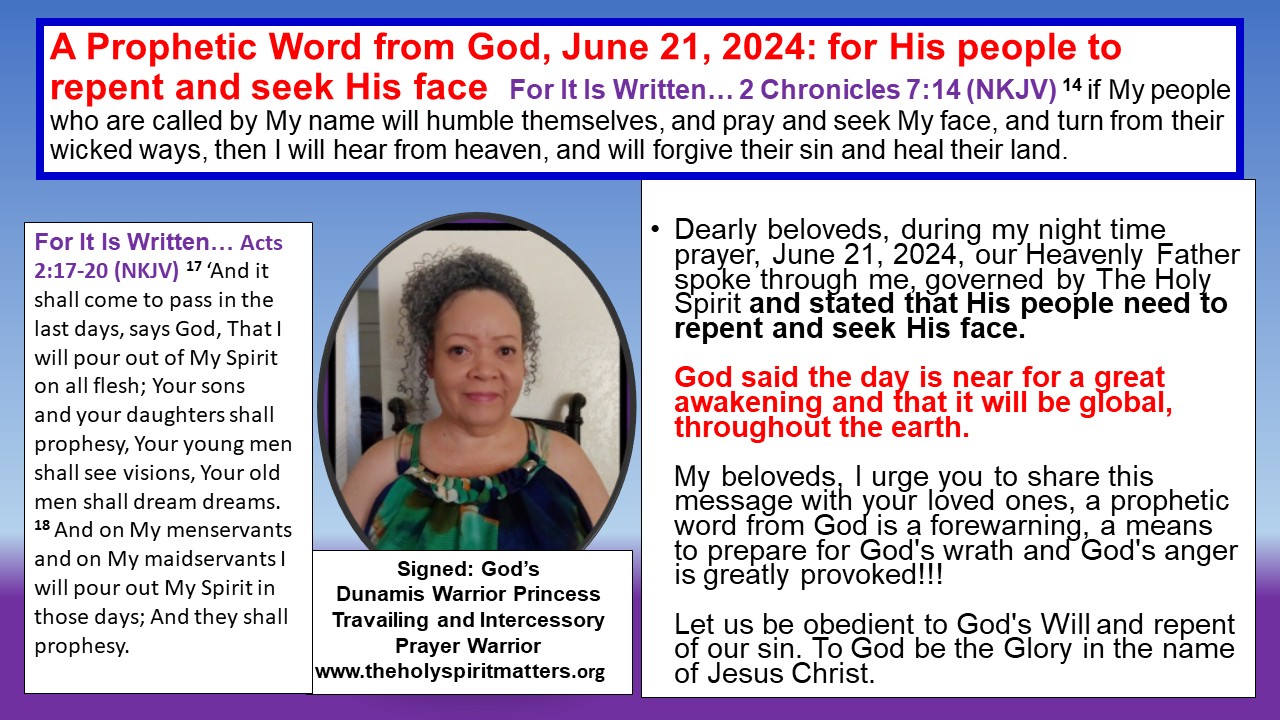 A Prophetic Word From God June